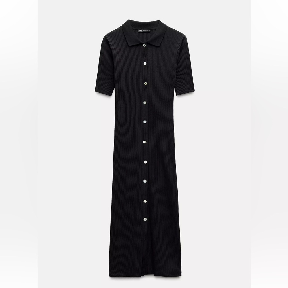 Zara Black Ribbed Knit Dress